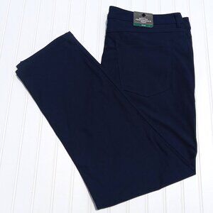 BENTON Performance Pants Mens 40 x 32 Slim Fit Navy Blue Flat Front NWT Trousers